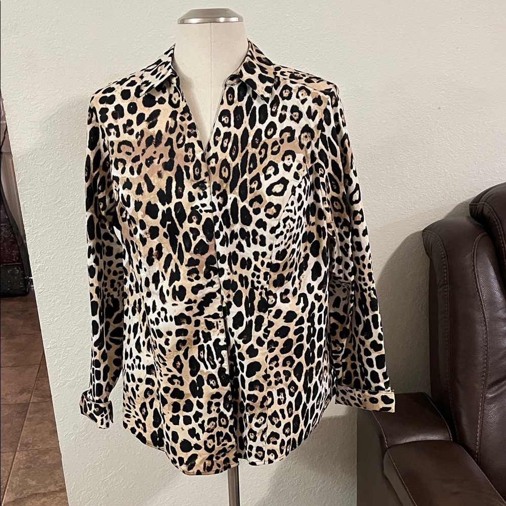 Lane Bryant Leopard Print Button Down Shirt